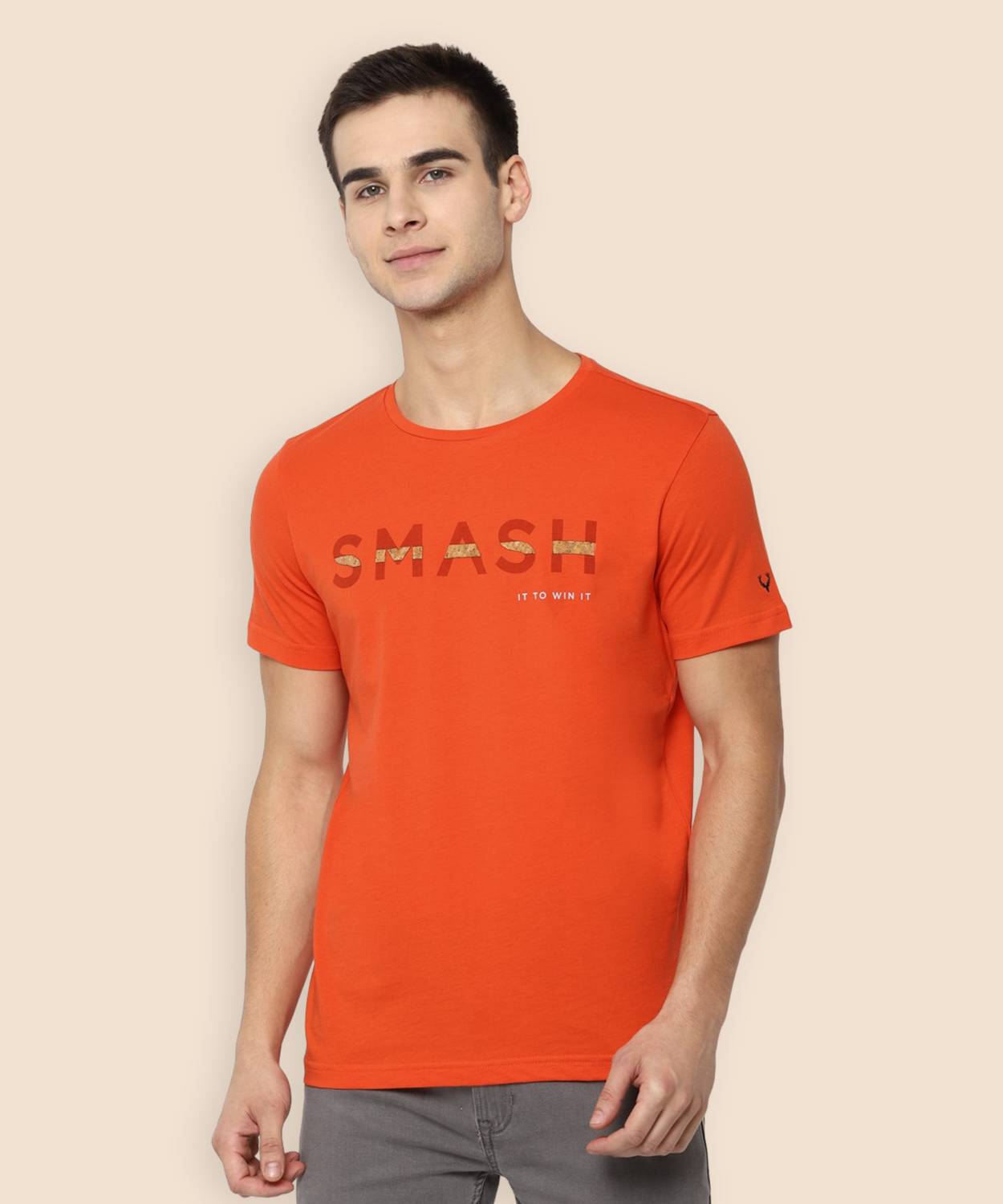 Allen Solly Solid Men Round Neck Orange T-Shirt