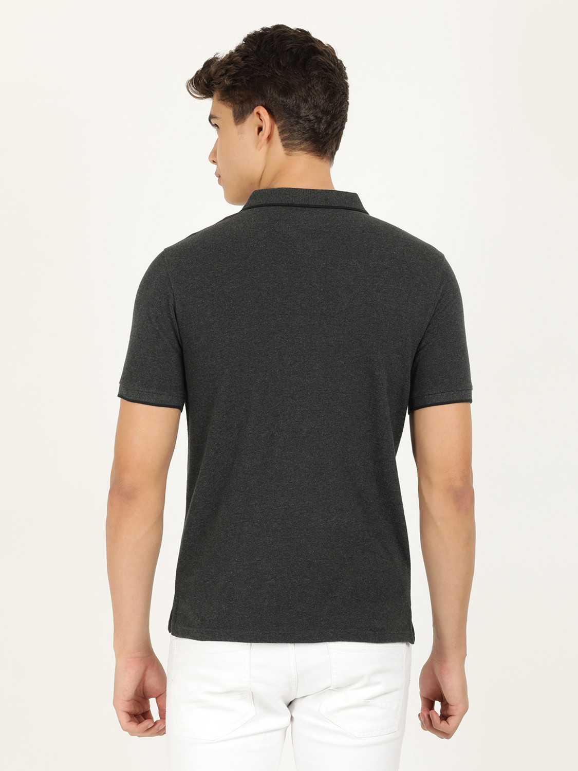 Image of Wrangler Solid Men Polo Neck Grey T-Shirt