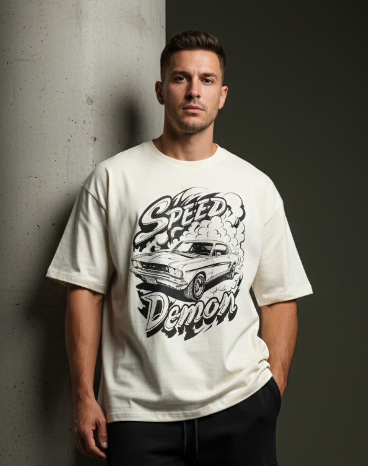 Image of Rhinocult Printed Men Round Neck White T-Shirt