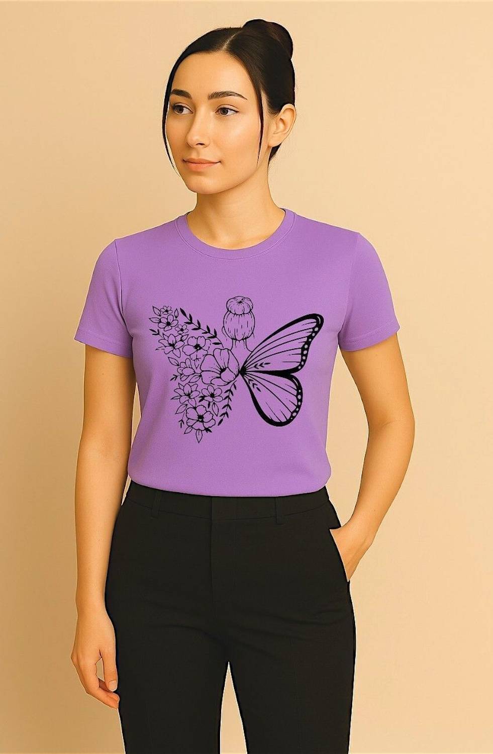 Attirea Graphic Print Women Round Neck Purple T-Shirt