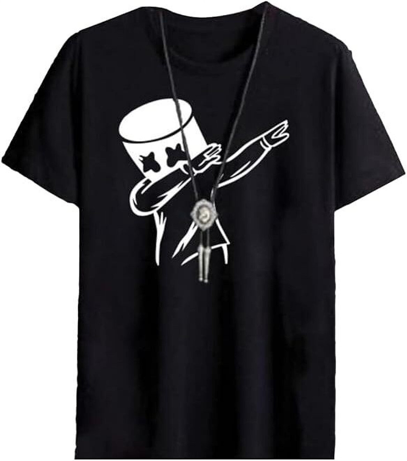 Image of Meetri Graphic Print Men Round Neck Black, Light Green T-Shirt