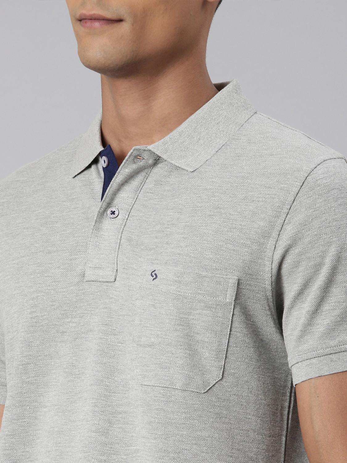 Image of Classic Polo Solid Men Polo Neck Grey T-Shirt