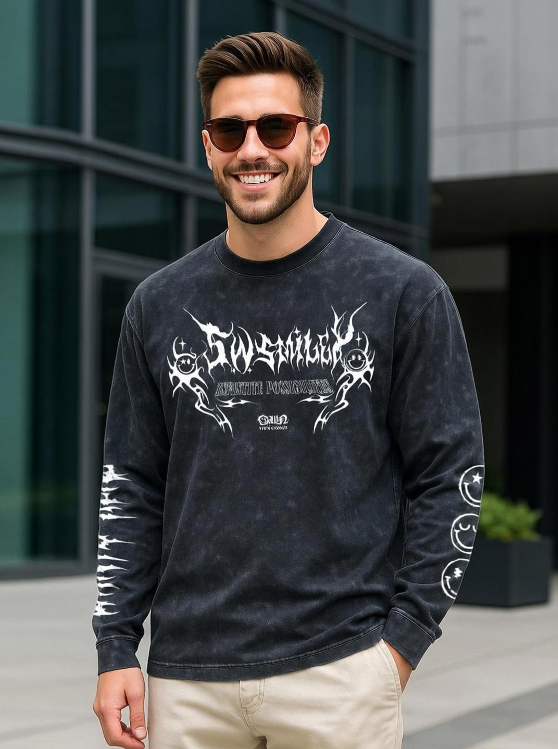 Image of BEWAKOOF Graphic Print Men Round Neck Black T-Shirt