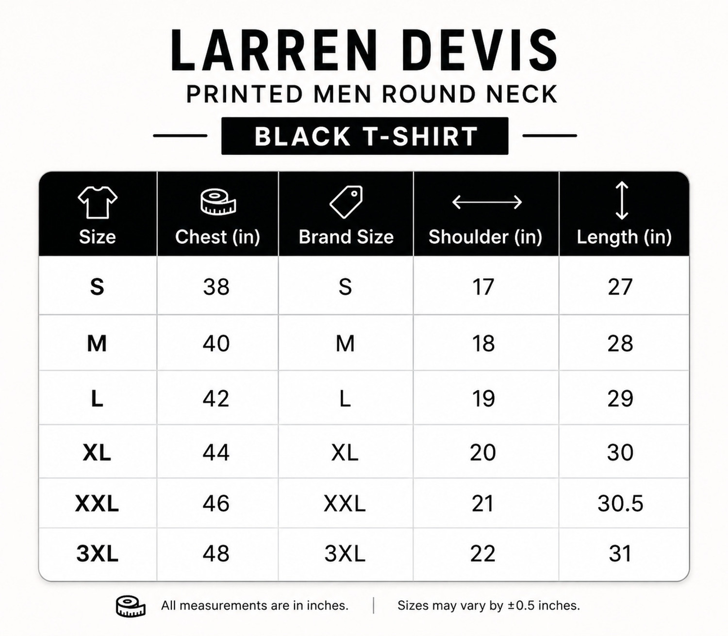 Image of Larren Devis Printed Men Round Neck Black T-Shirt