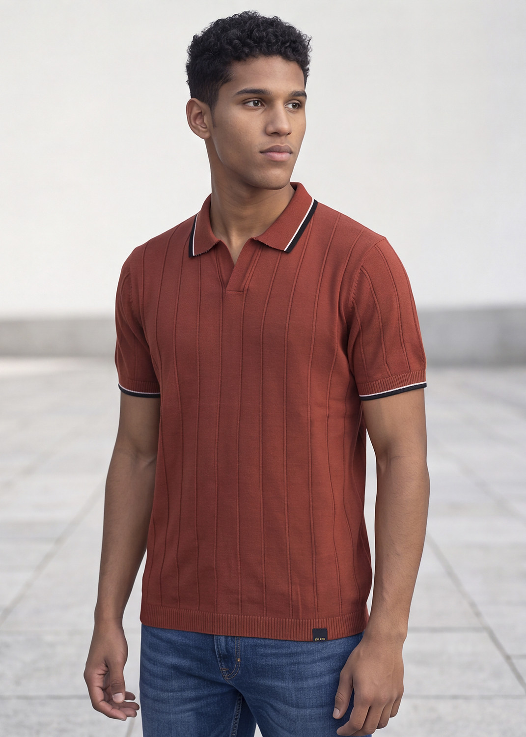 Image of KILLER Solid Men Polo Neck Red T-Shirt