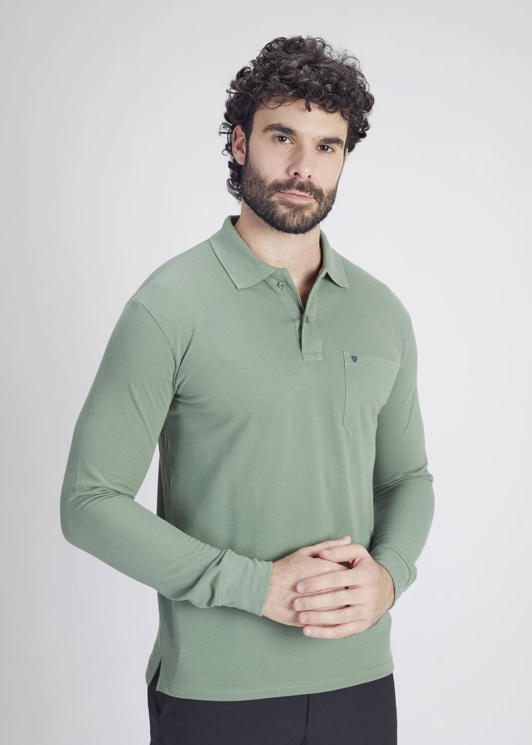 PRORIDERS Men Solid Polo Neck Cotton Blend Green T-Shirt