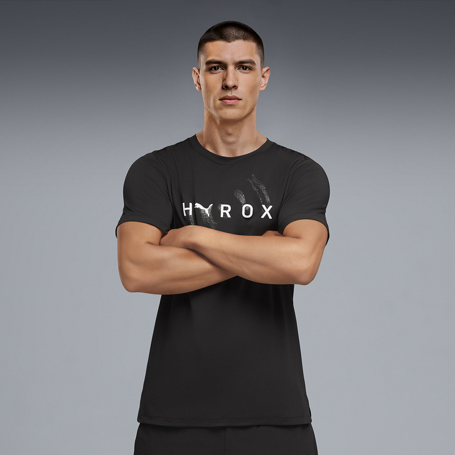 Image of PUMA Printed Men Crew Neck Black T-Shirt