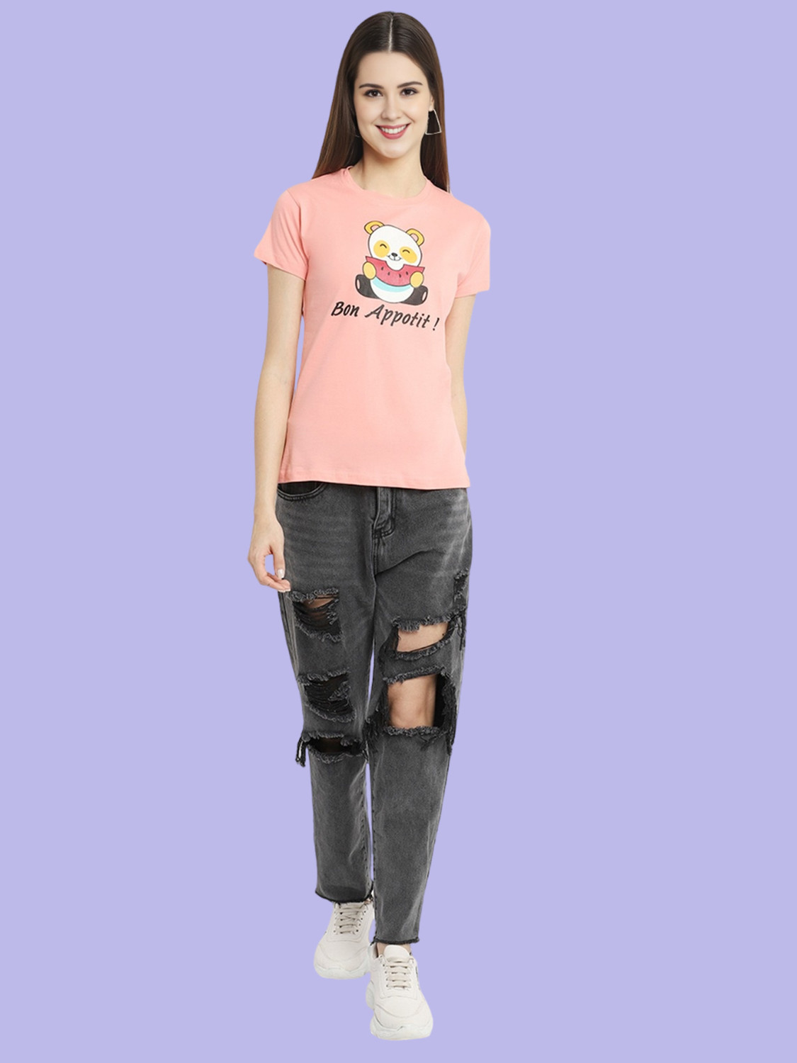 Image of METRONAUT Graphic Print Women Round Neck Multicolor T-Shirt