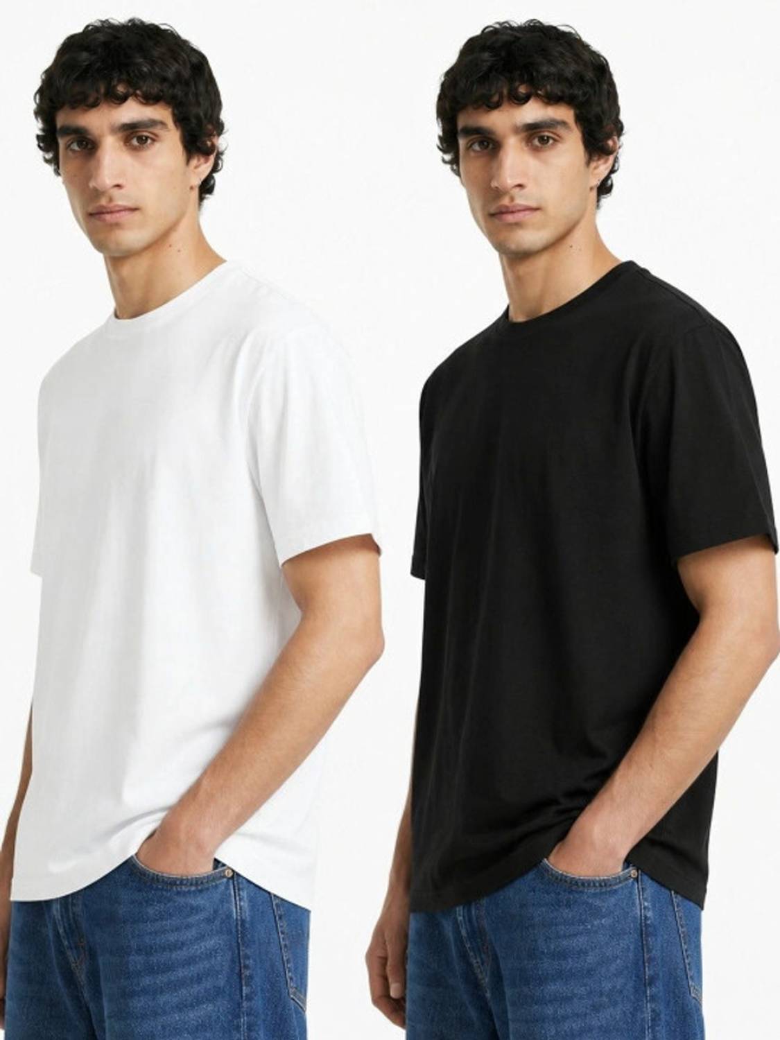 Clazzey Men Black, White Round Neck T-Shirt Pack of 2 - Image 4