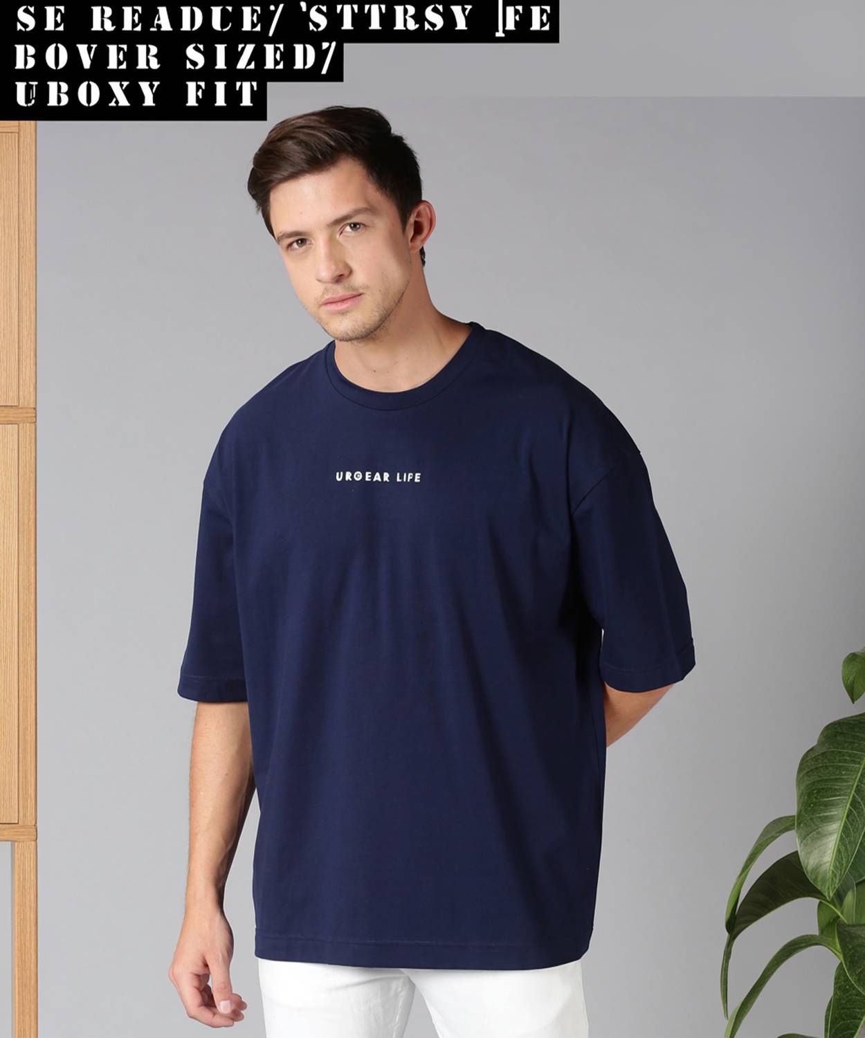 UrGear Men Printed Round Neck Cotton Blend Dark Blue T-Shirt