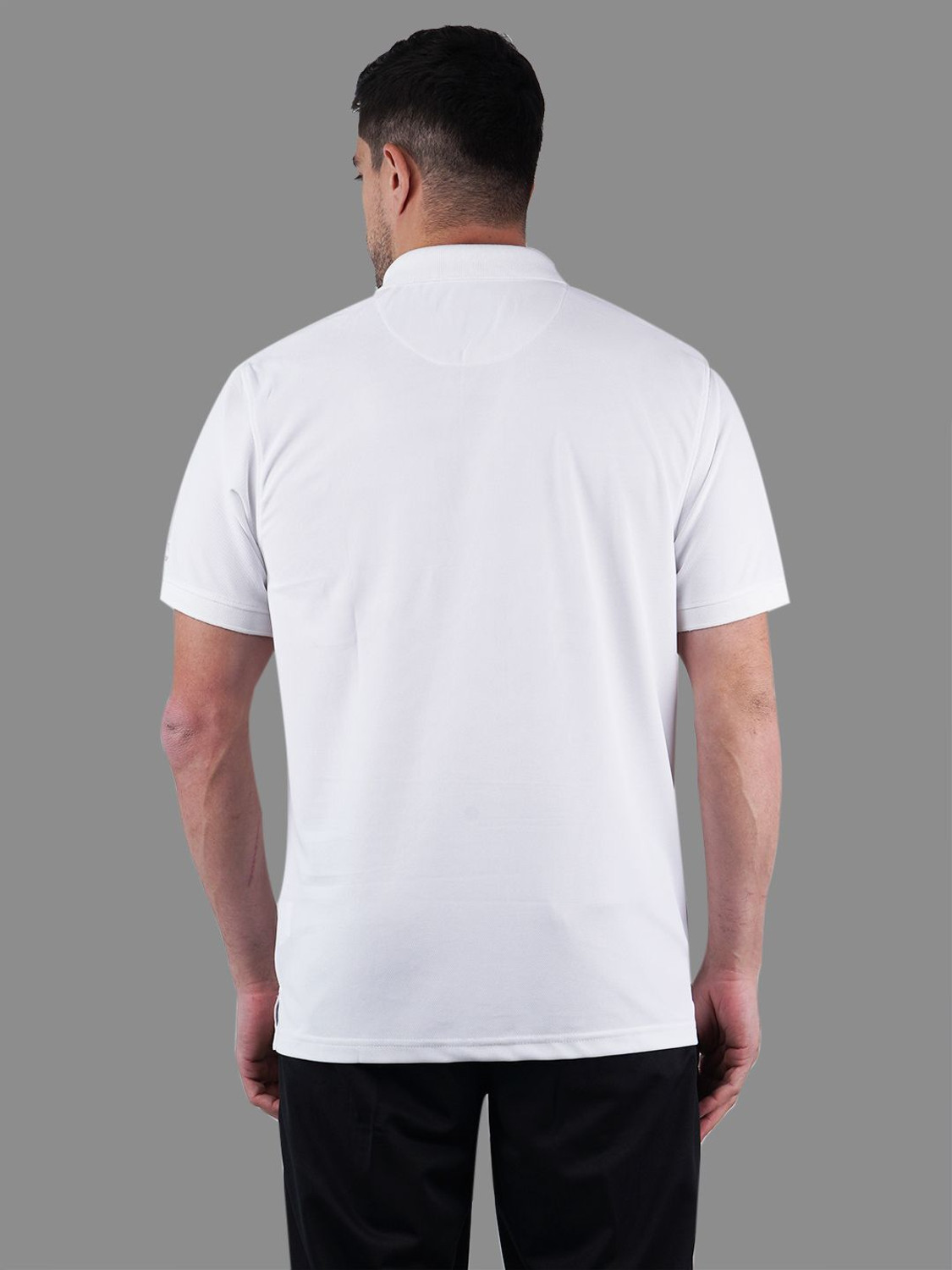 Image of Shiv Naresh Self Design Men Polo Neck White T-Shirt