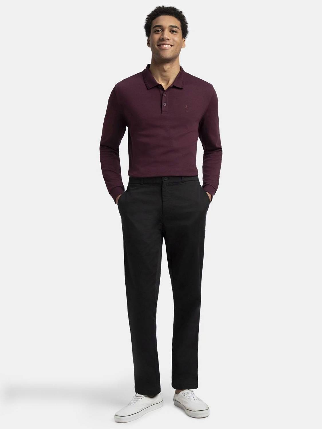 JOCKEY Men Maroon Polo Neck T-Shirt - Image 4