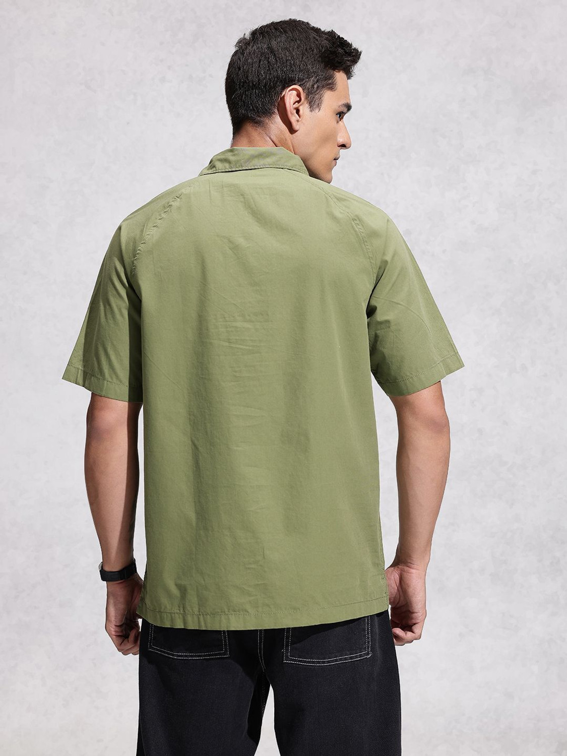 Image of WROGN Solid Men Polo Neck Green T-Shirt