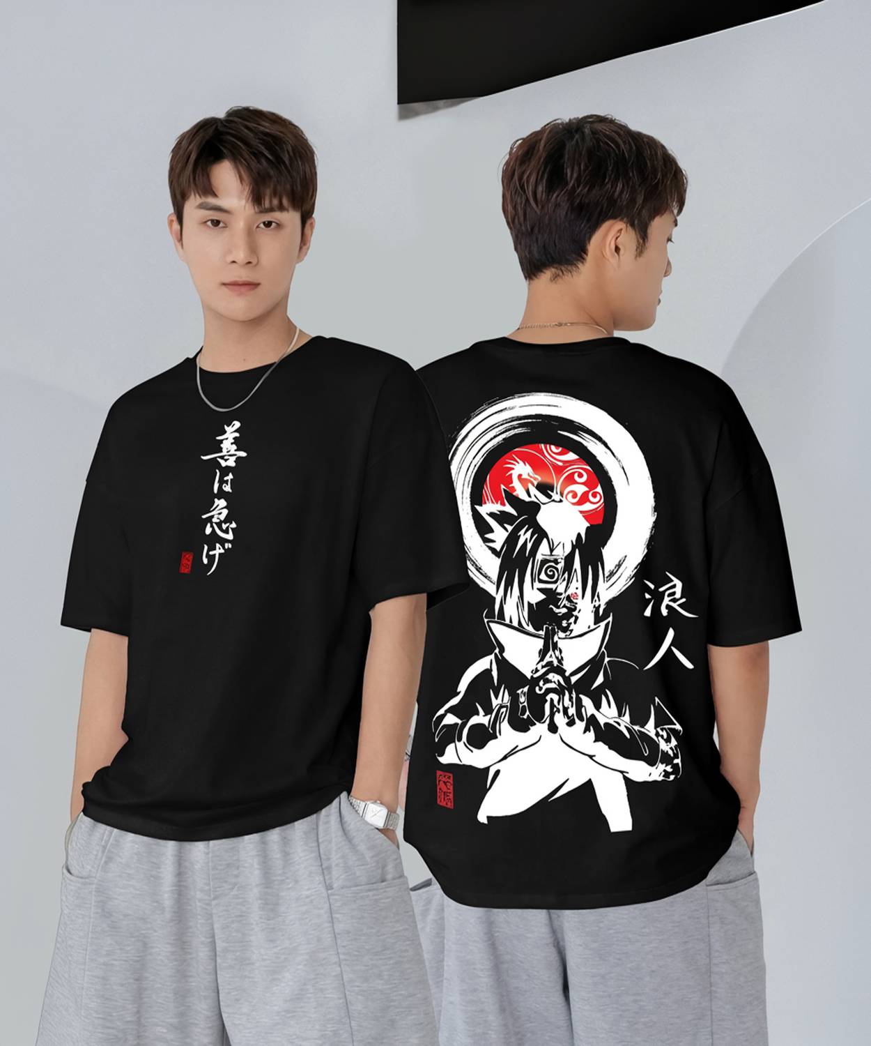 Jump Cuts Men Printed Round Neck Cotton Blend Black T-Shirt