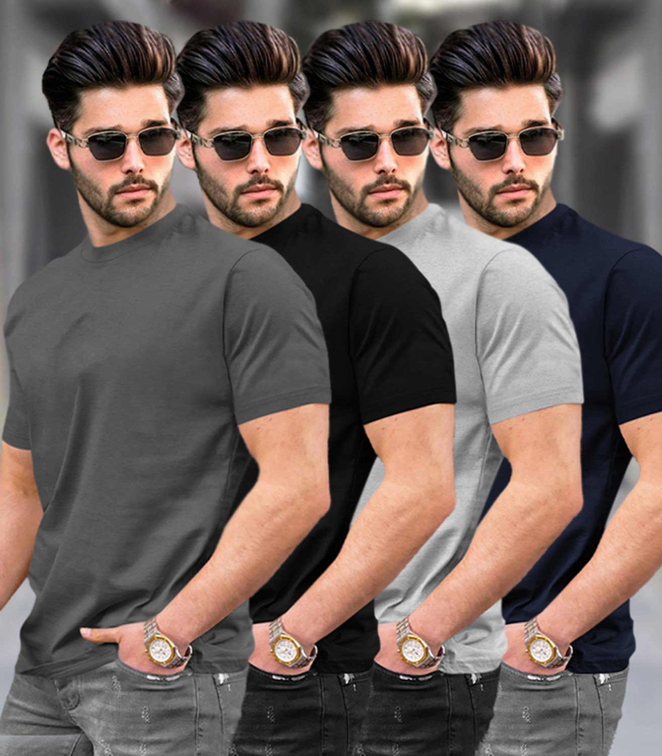 Image of TRIPR Solid Men Multicolor T-Shirt