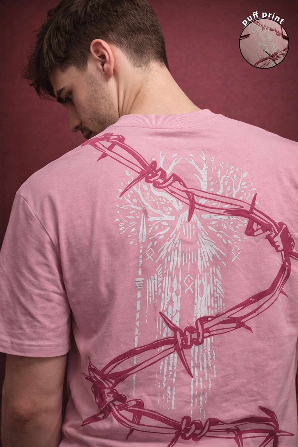 Image of Kapda Kulture Typography, Graphic Print, Solid Men Round Neck Reversible Pink T-Shirt