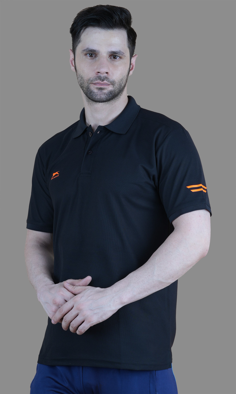 Image of Shiv Naresh Solid Men Polo Neck Black T-Shirt