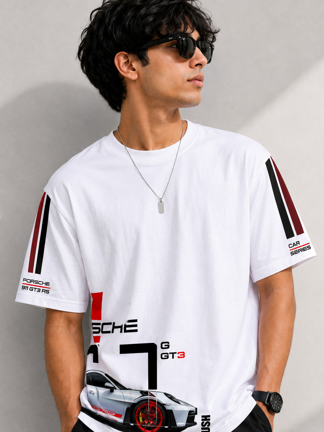 Image of the gavial club Graphic Print, Striped Men Round Neck White T-Shirt