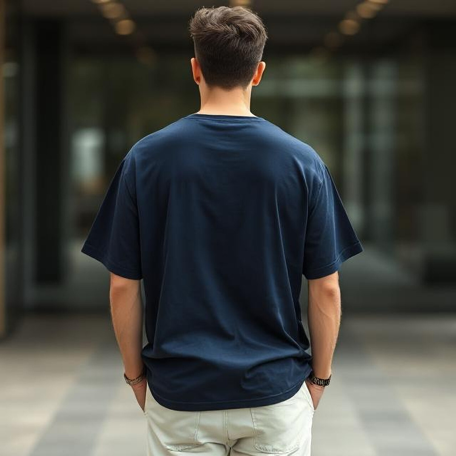 Image of UrGear Printed Men Round Neck Navy Blue T-Shirt