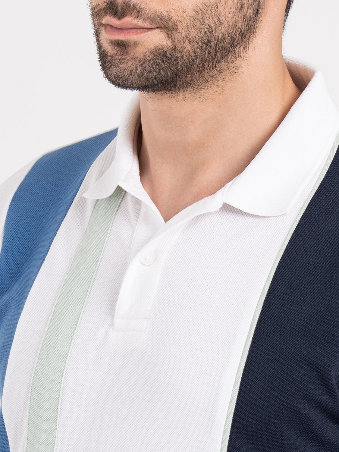 Image of RED TAPE Striped Men Polo Neck White T-Shirt