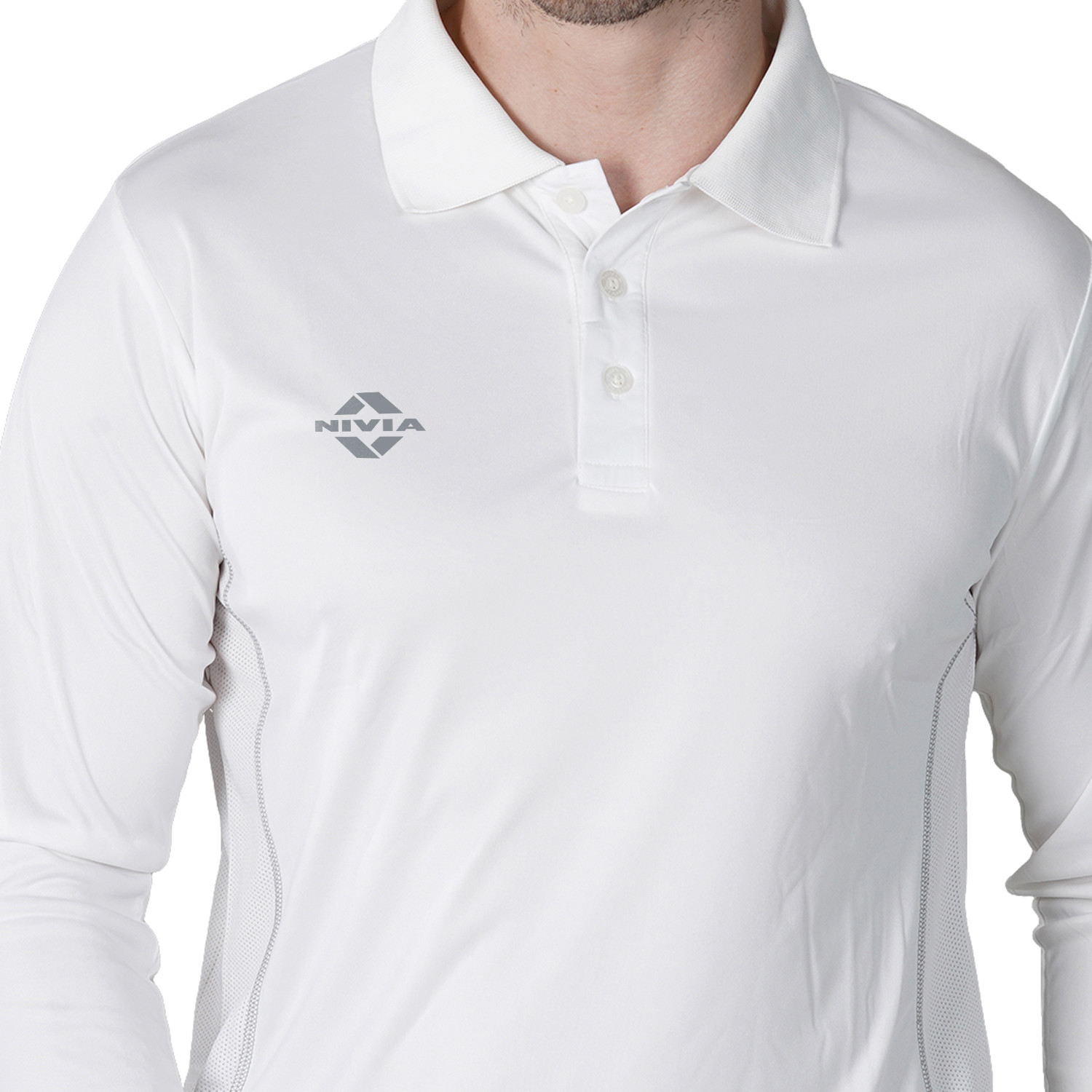 Image of NIVIA Solid Men Polo Neck White T-Shirt