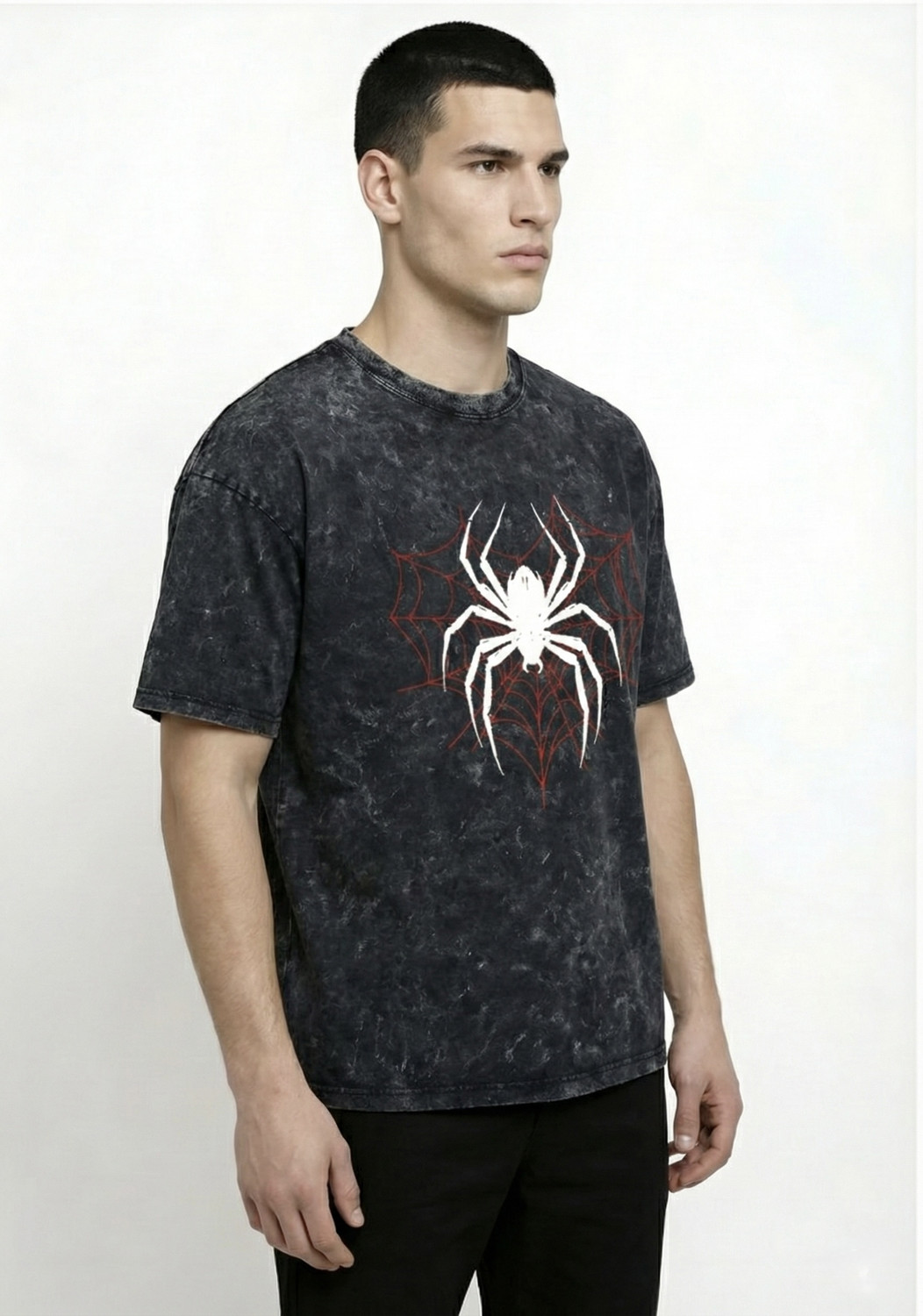 Image of SKRATS Printed Men Round Neck Black T-Shirt