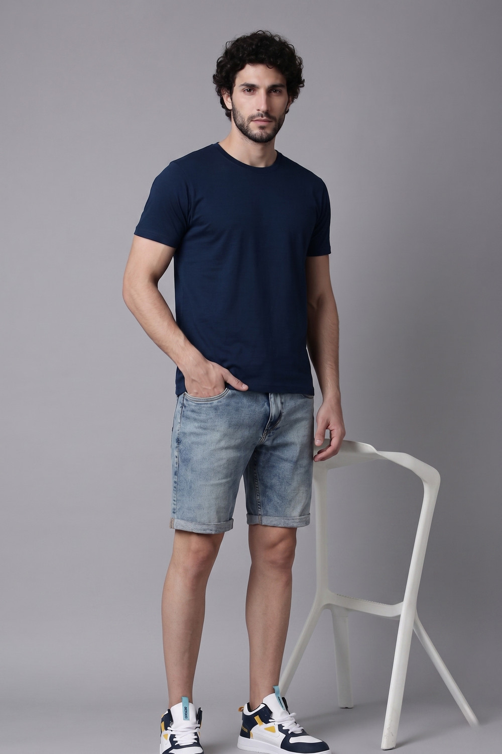 Image of MaxzoneEcommerce Solid Men Round Neck Reversible Blue T-Shirt