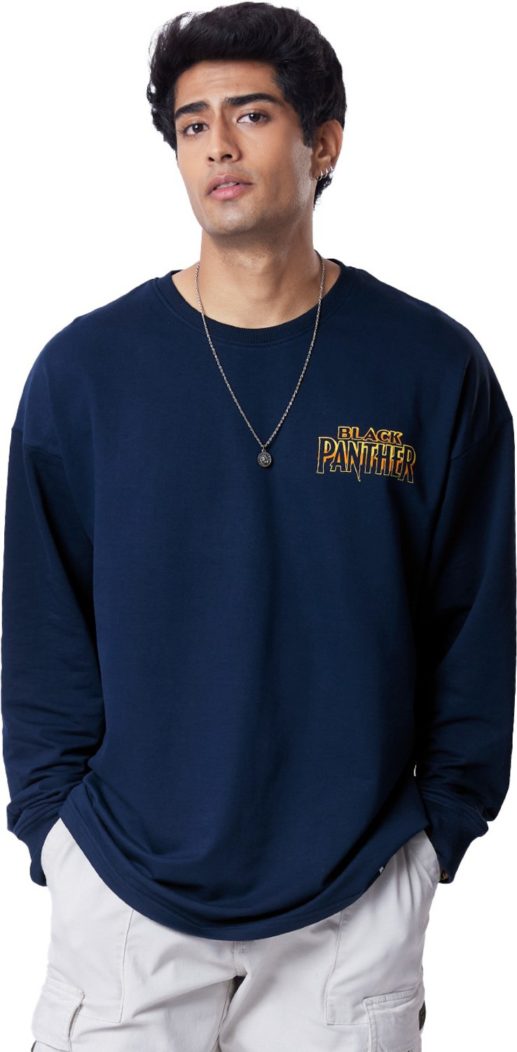 Image of The Souled Store Printed Men Round Neck Navy Blue T-Shirt