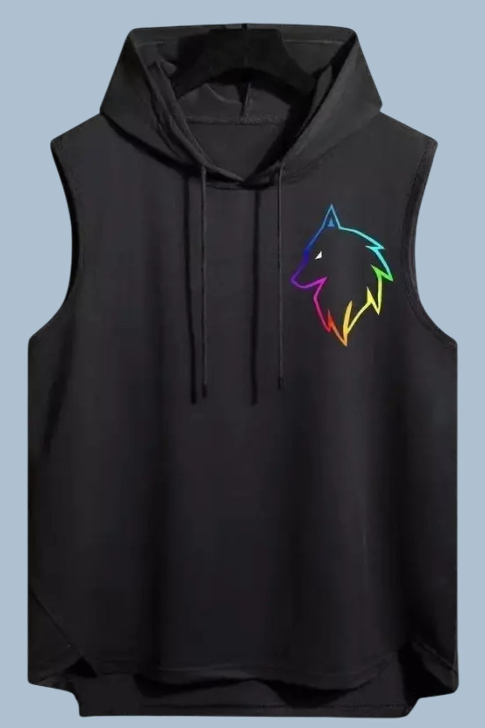 Image of Zxomillo Men Printed Hooded Neck Polyester Black T-Shirt