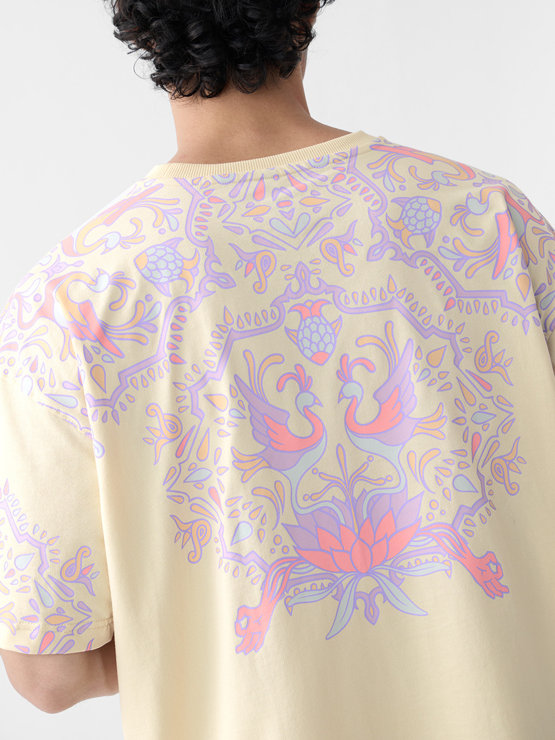 Image of The Souled Store Embroidered Men Round Neck Yellow T-Shirt