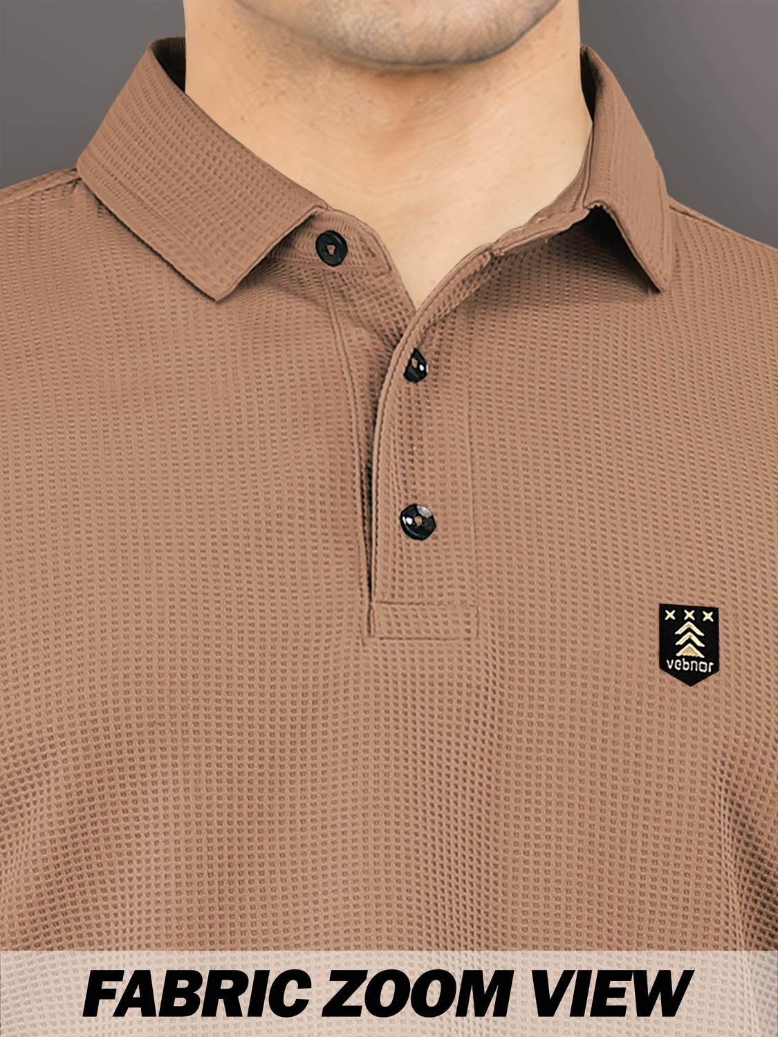 VeBNoR Men Polo Neck Brown T-Shirt - Image 4