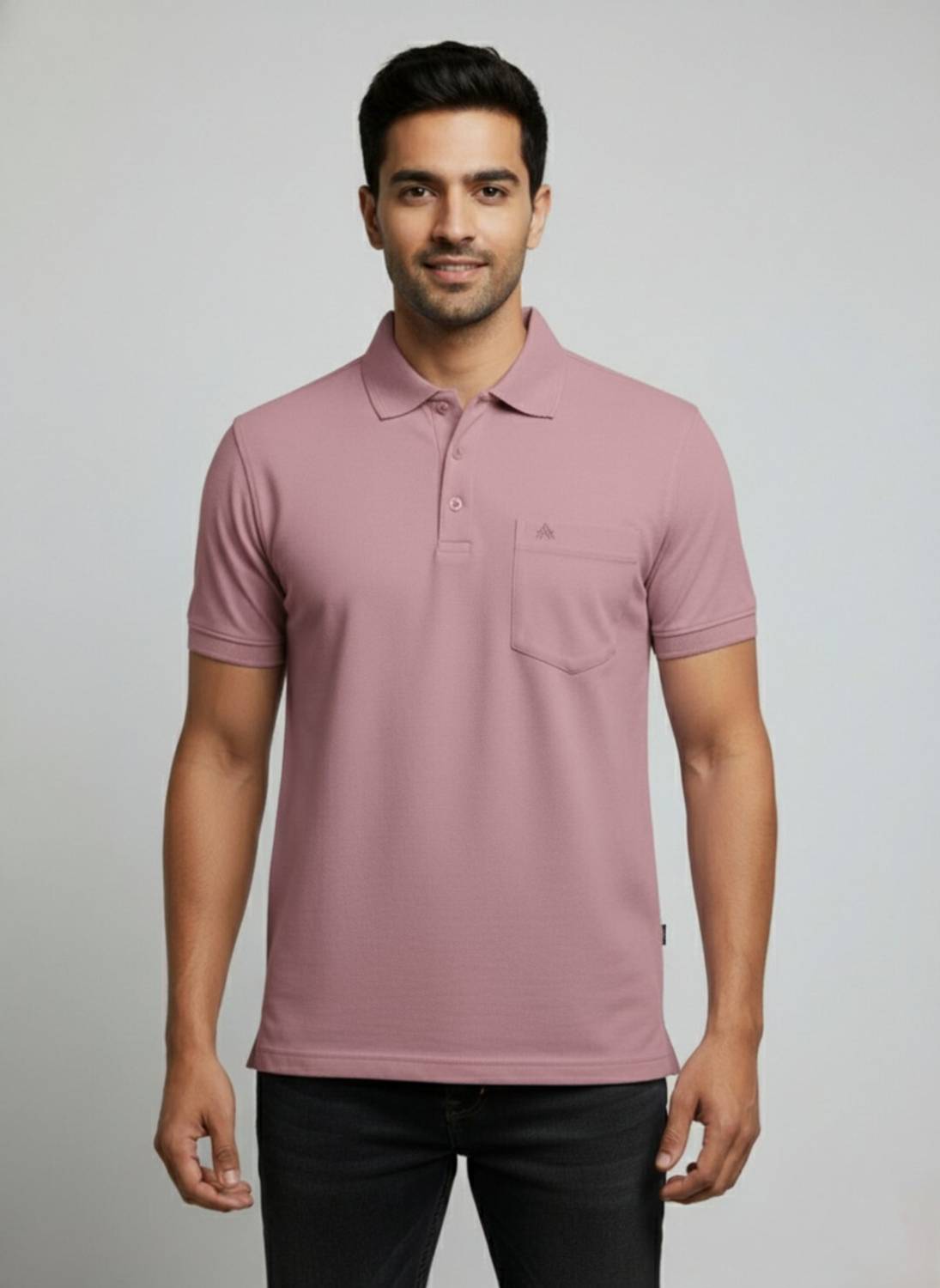 AWIBE Solid Men Polo Neck Pink T-Shirt