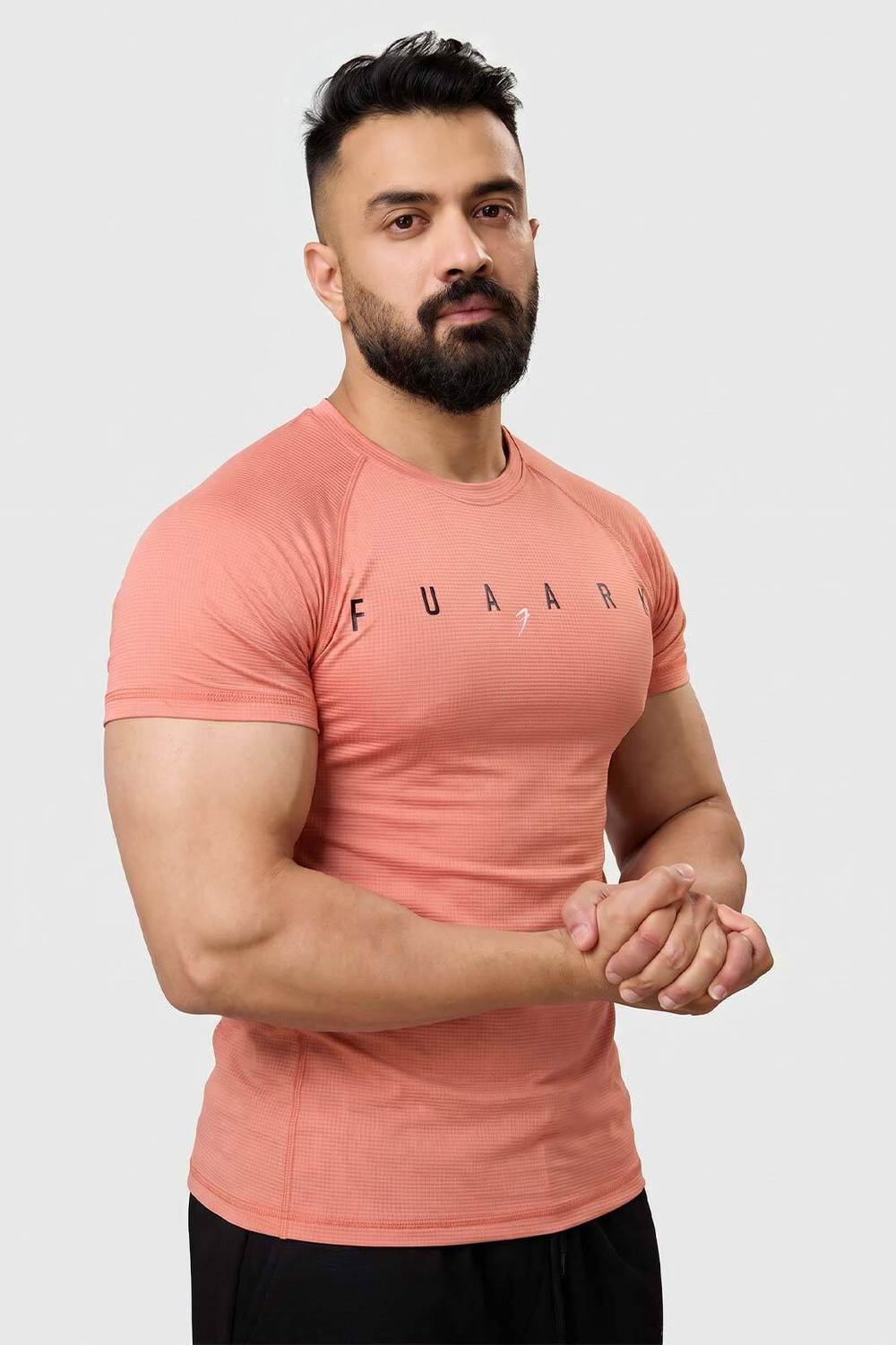 Image of FuaarK Typography Men Round Neck Pink T-Shirt