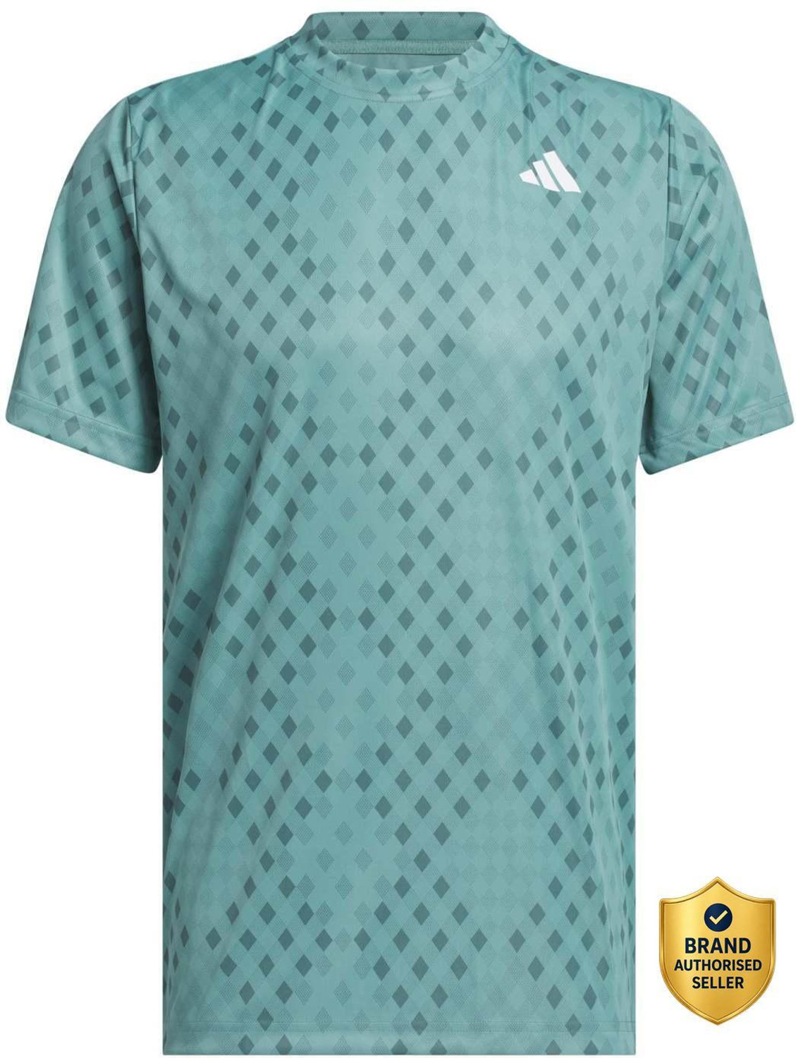 Image of ADIDAS Printed Men Crew Neck Blue T-Shirt