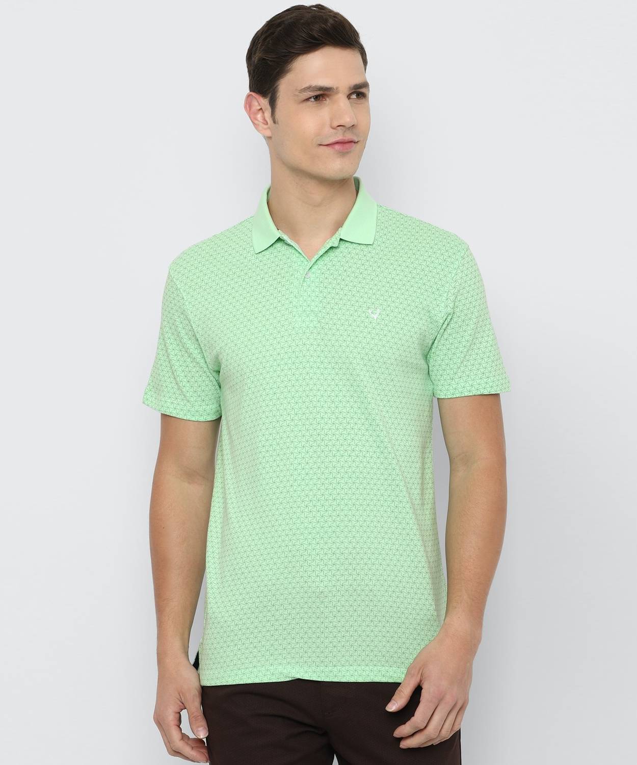 Allen Solly Printed Men Polo Neck Green T-Shirt