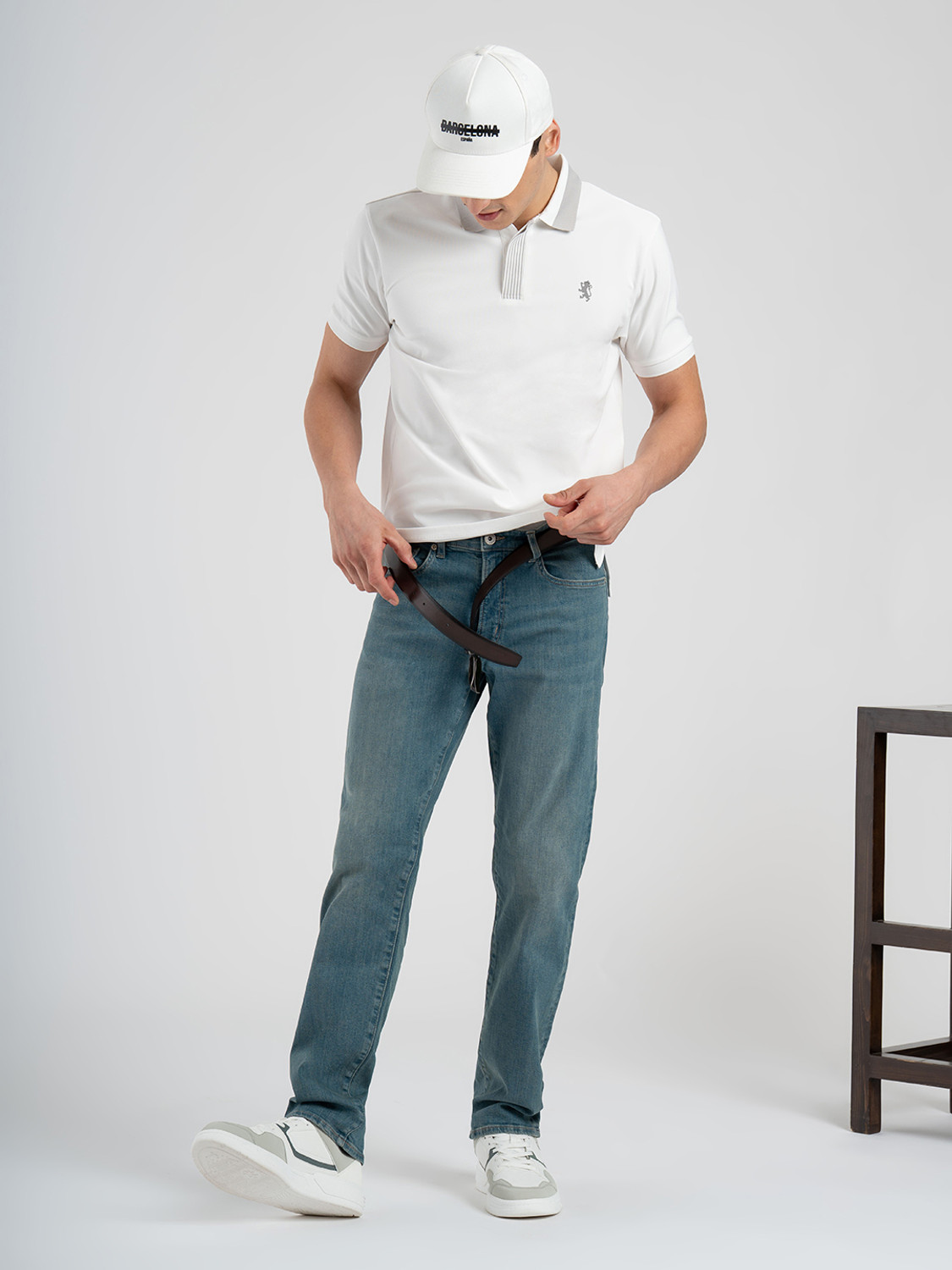 Image of RED TAPE Solid Men Polo Neck White T-Shirt