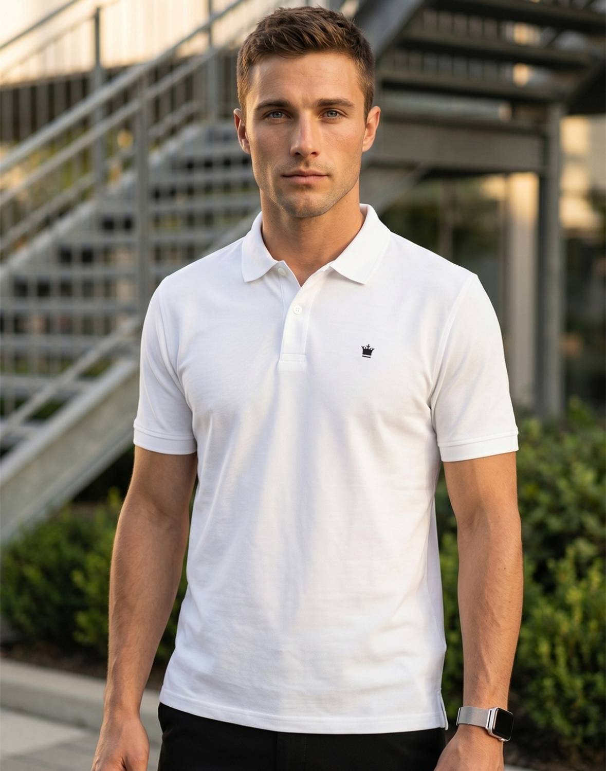 LOUIS PHILIPPE Regular Fit Formal Men Solid Polo Neck Polycotton