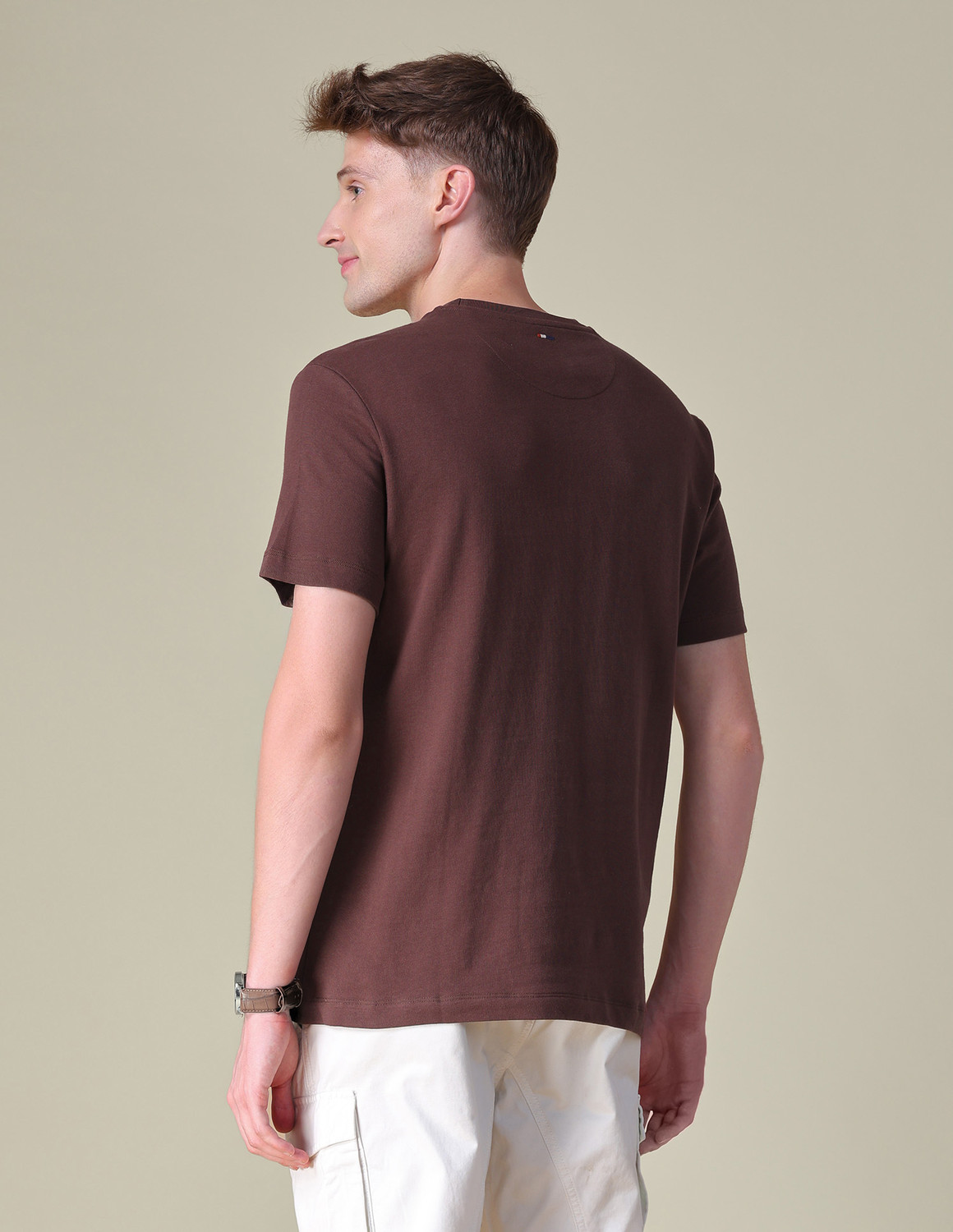 Image of U.S. Polo Assn. Denim Co. Graphic Print Men Crew Neck Brown T-Shirt