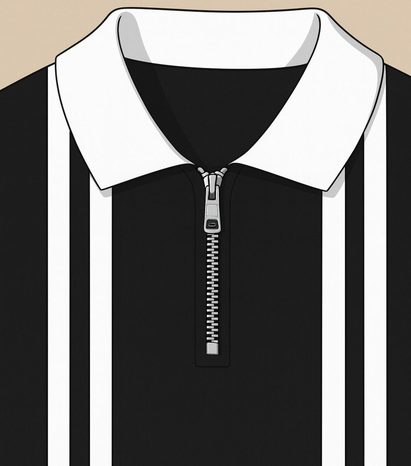 Image of Try This Striped Men Polo Neck Black T-Shirt