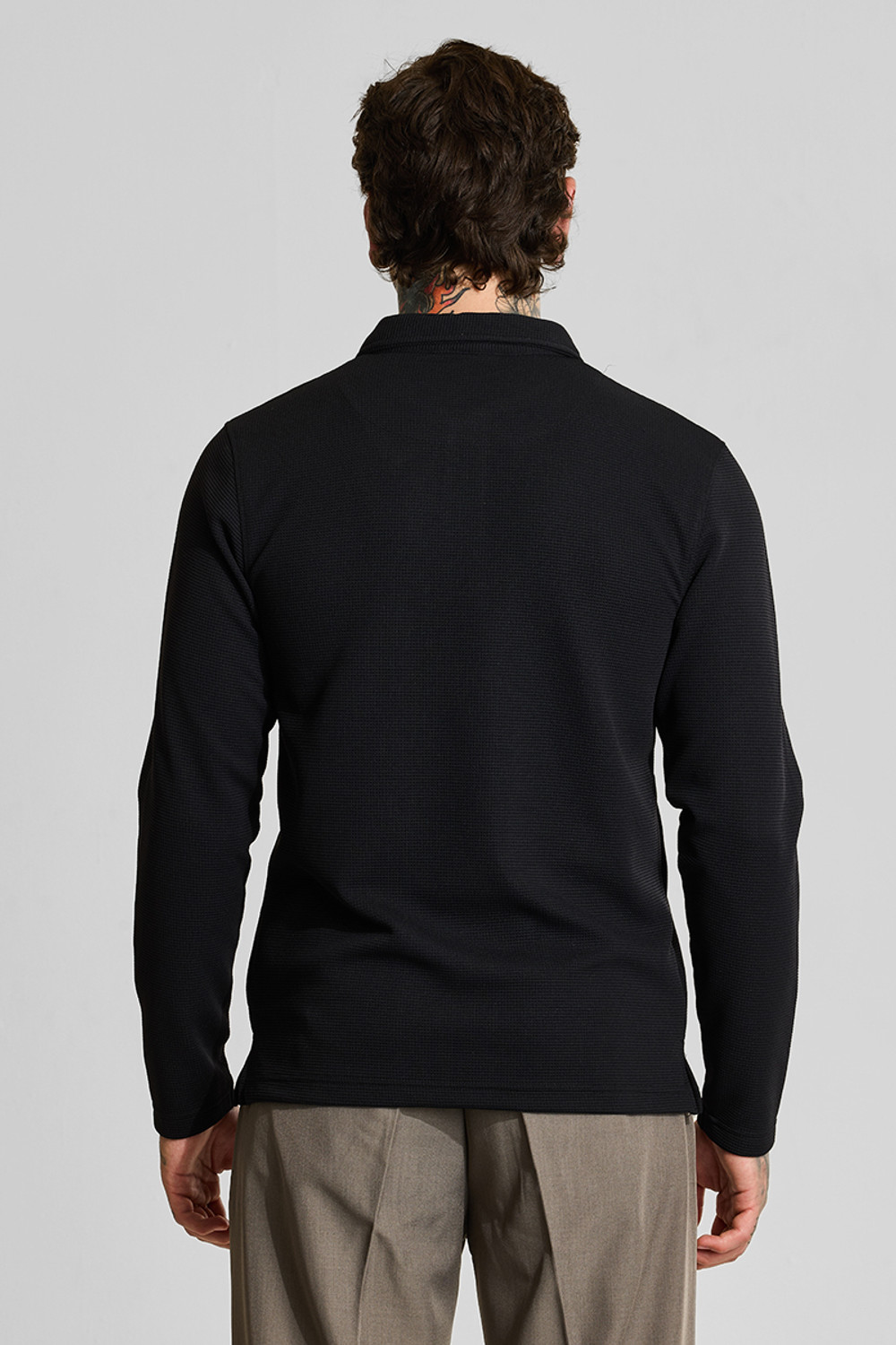 Image of Snitch Solid Men Polo Neck Black T-Shirt