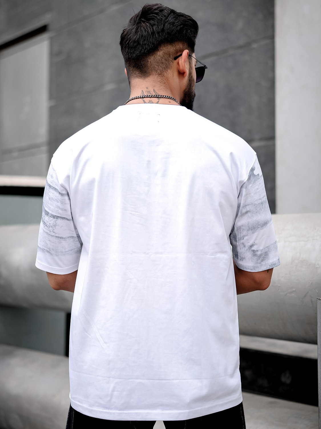 Image of MANIAC Printed Men Round Neck White T-Shirt