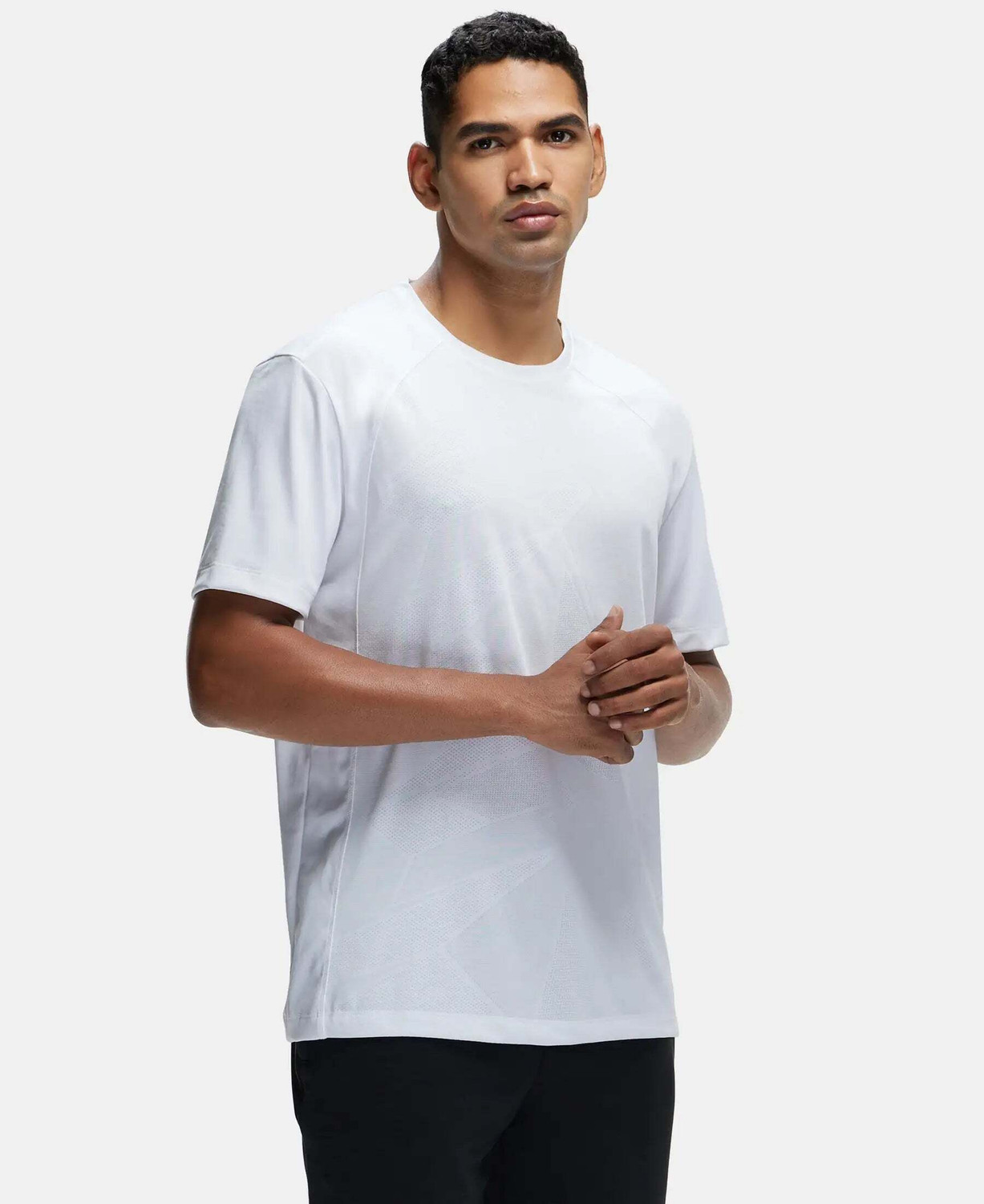 Image of JOCKEY Solid Men Round Neck White T-Shirt