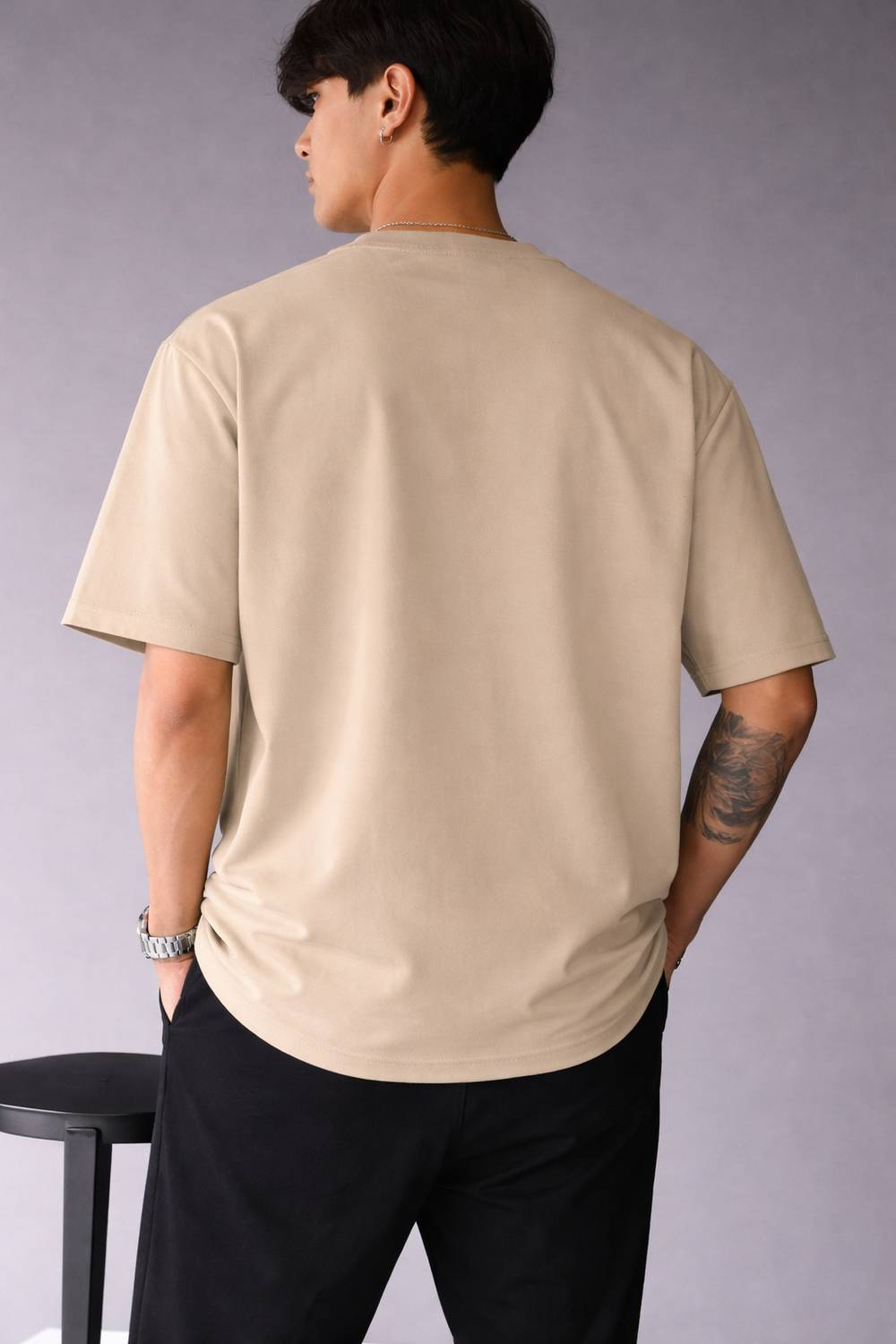 DAM HOOVER Typography Beige T-Shirt - Image 2
