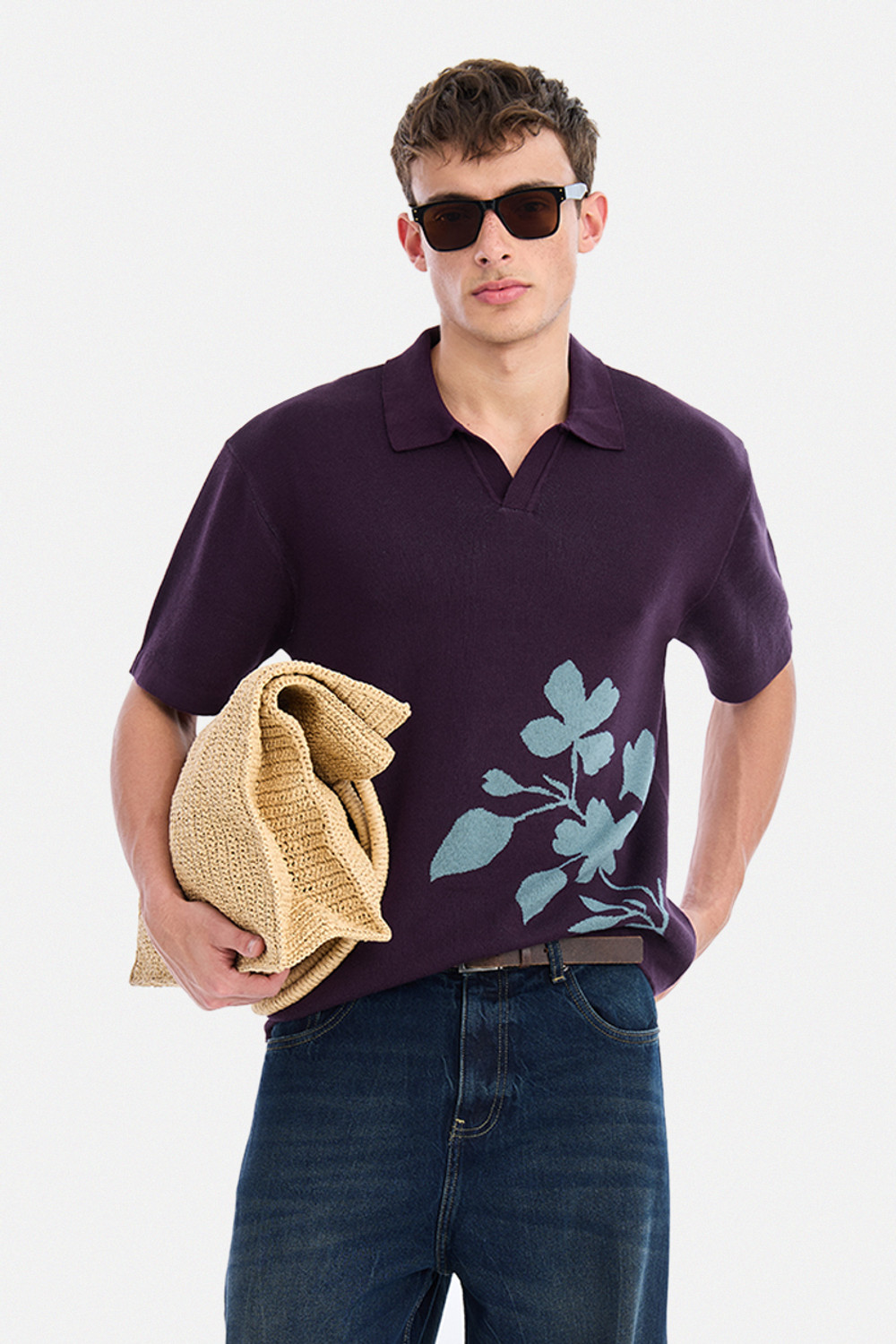 Snitch Graphic Print Men Polo Neck Purple T-Shirt