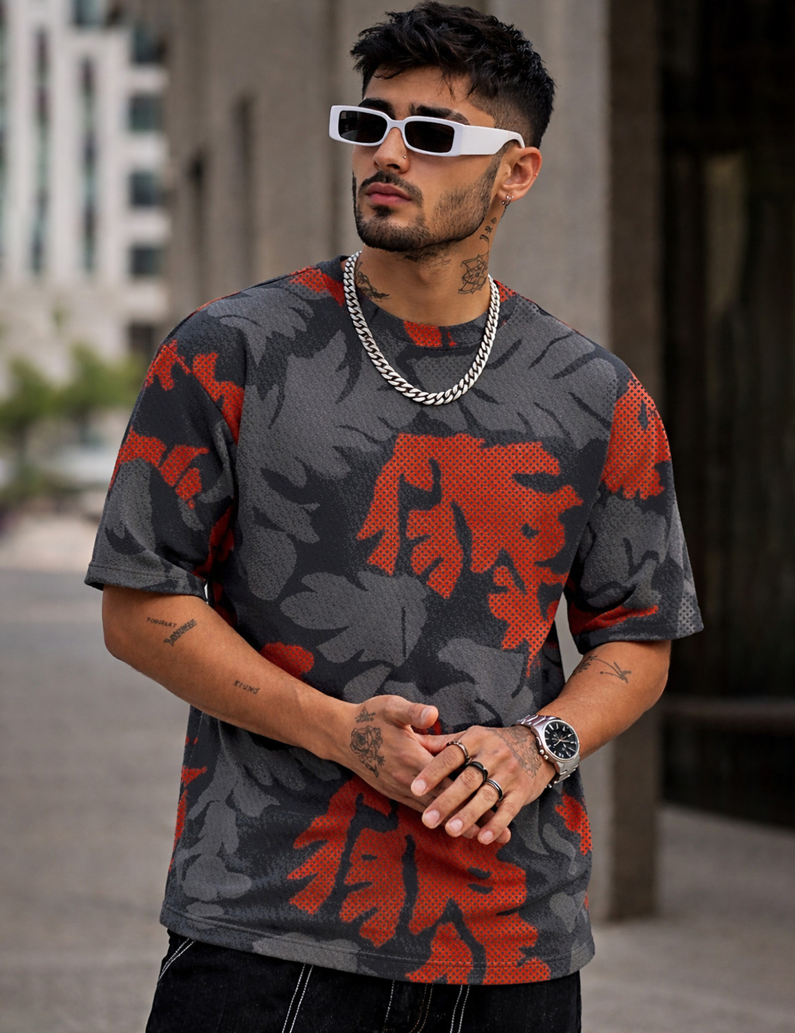 Image of Force Printed Men Round Neck Multicolor T-Shirt