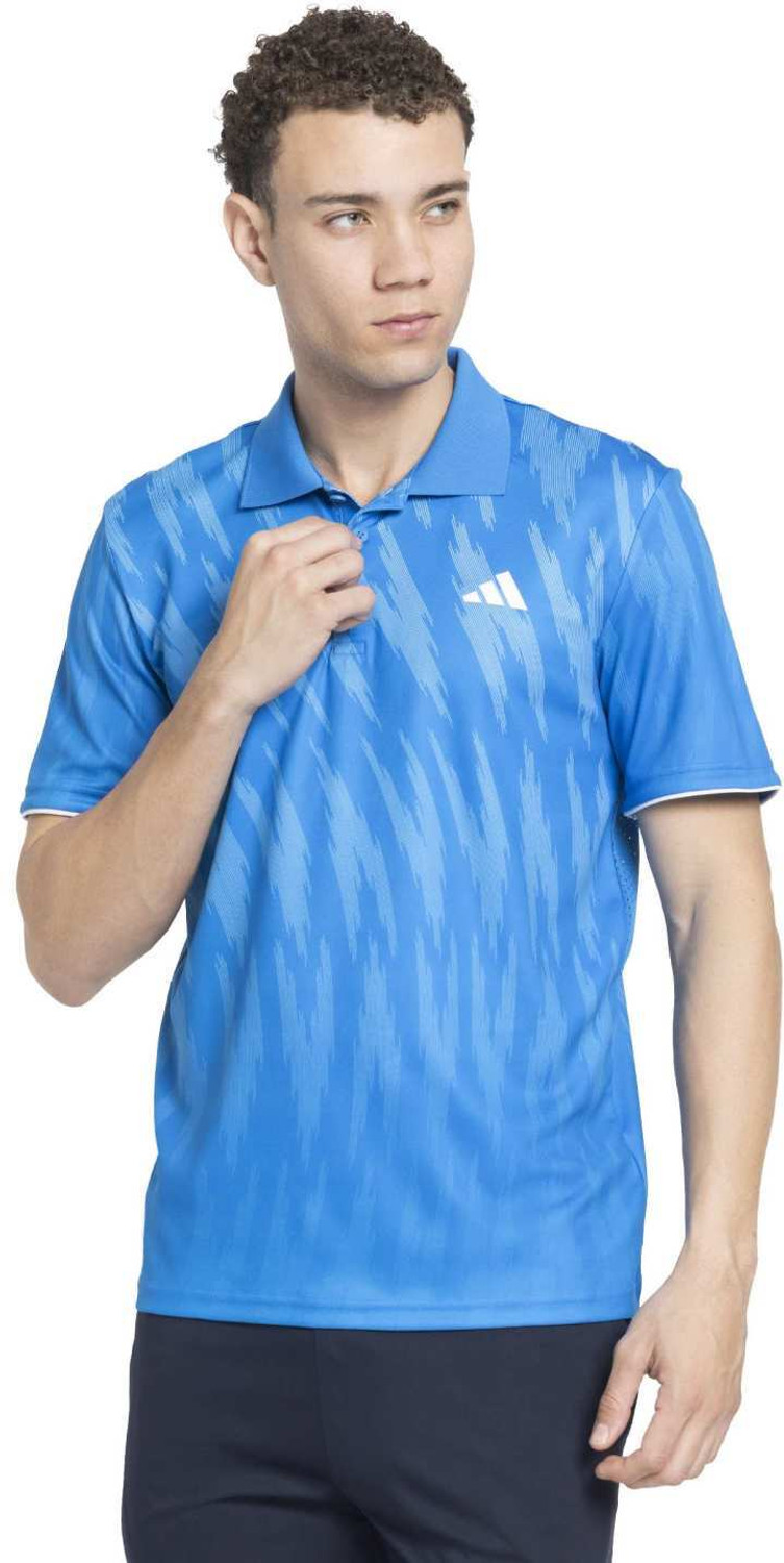 Image of ADIDAS Printed Men Hooded Neck Blue T-Shirt