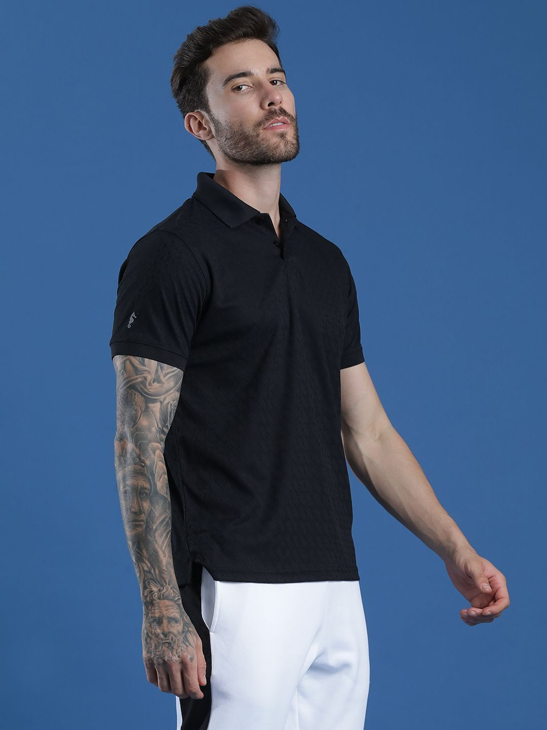 Image of EPPE Solid Men Polo Neck Black T-Shirt