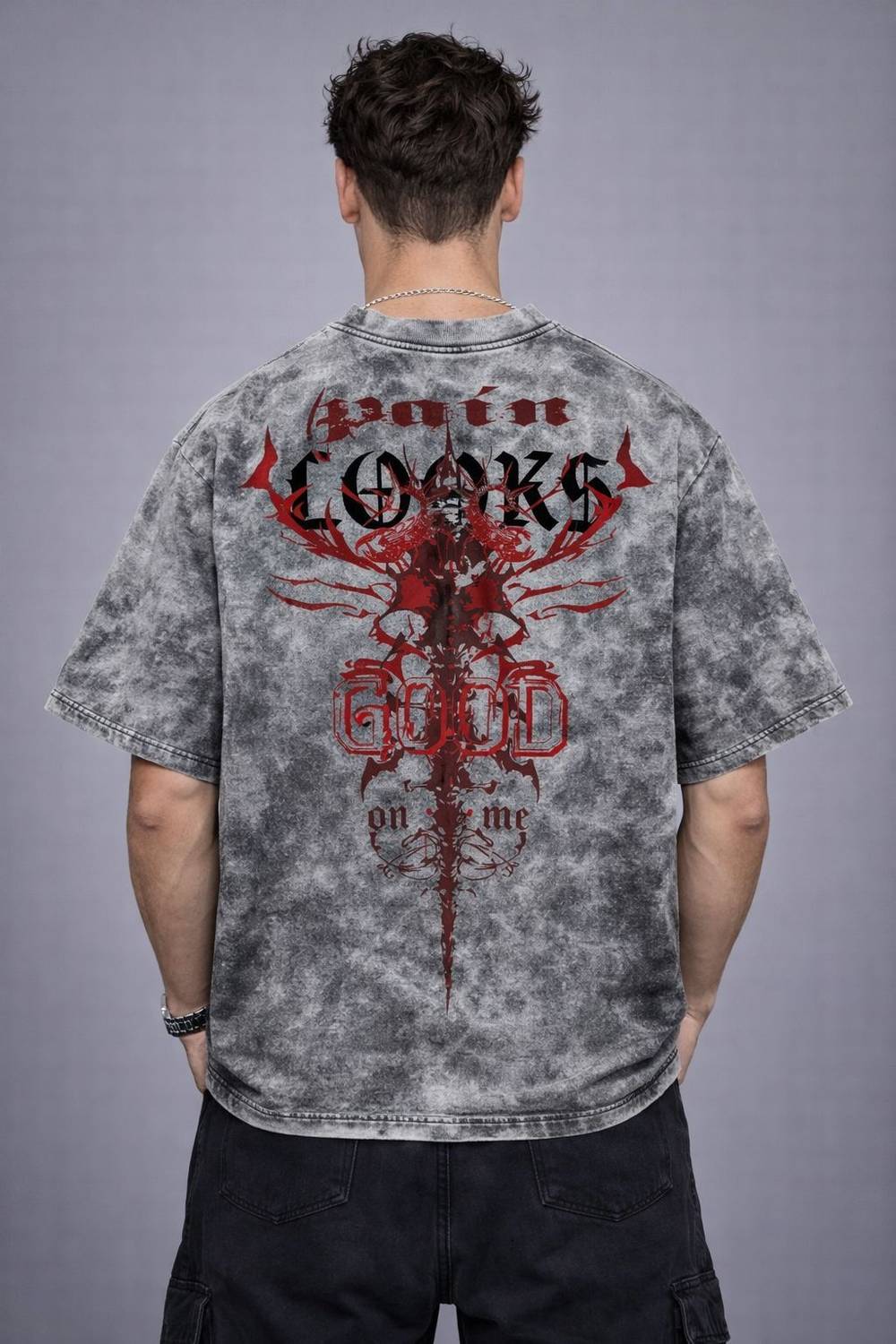Noyzee Men Grey Printed Round Neck T-Shirt - Image 2