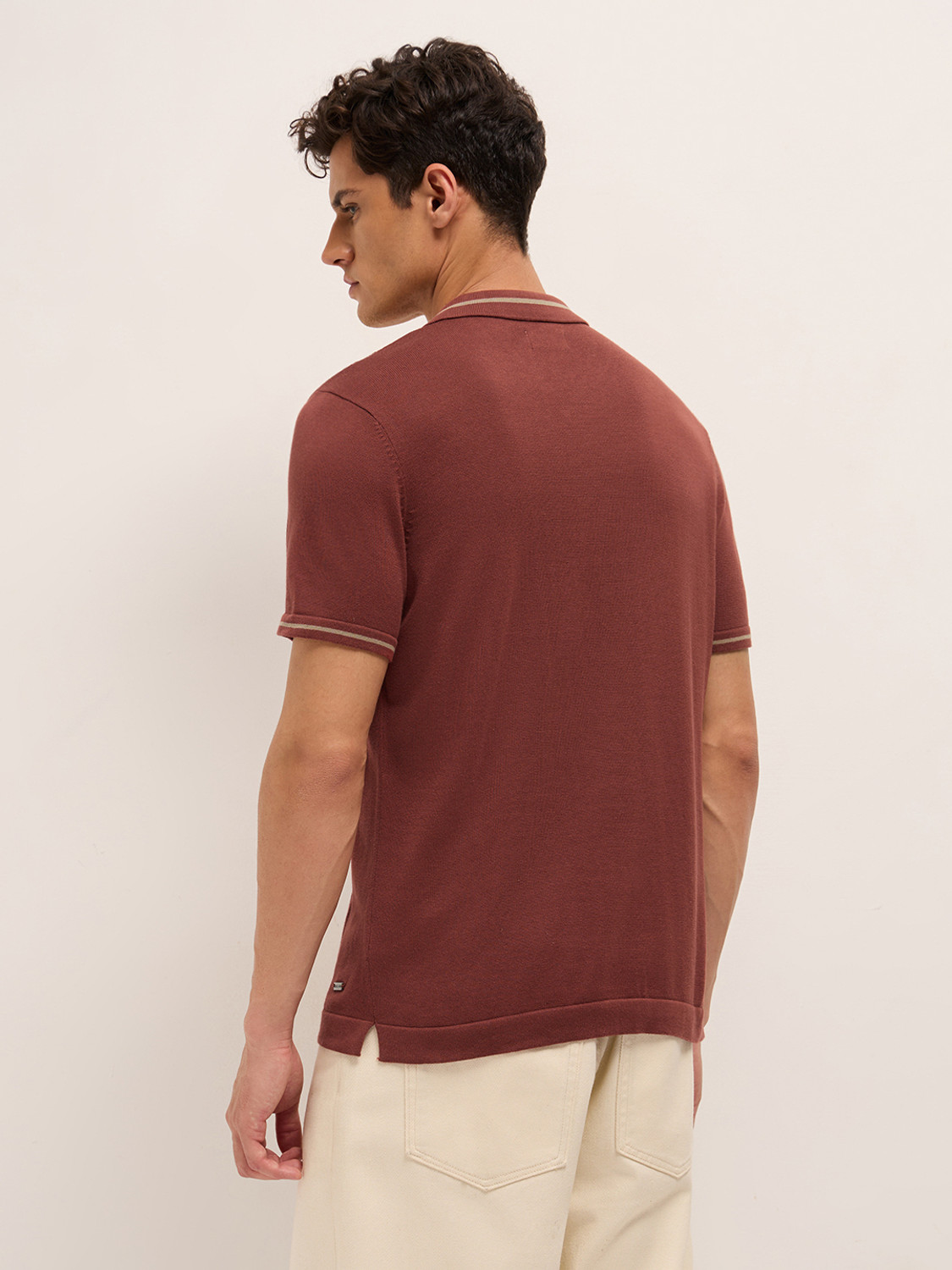Image of THE BEAR HOUSE Colorblock Men Polo Neck Multicolor T-Shirt