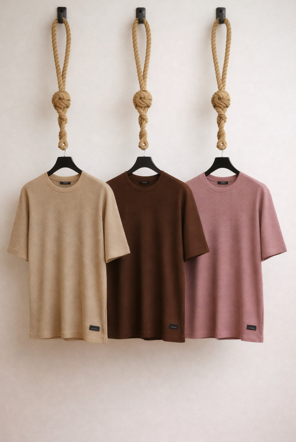 Image of Nazma Fashions Solid Men Round Neck Pink, Brown, Beige, Maroon T-Shirt